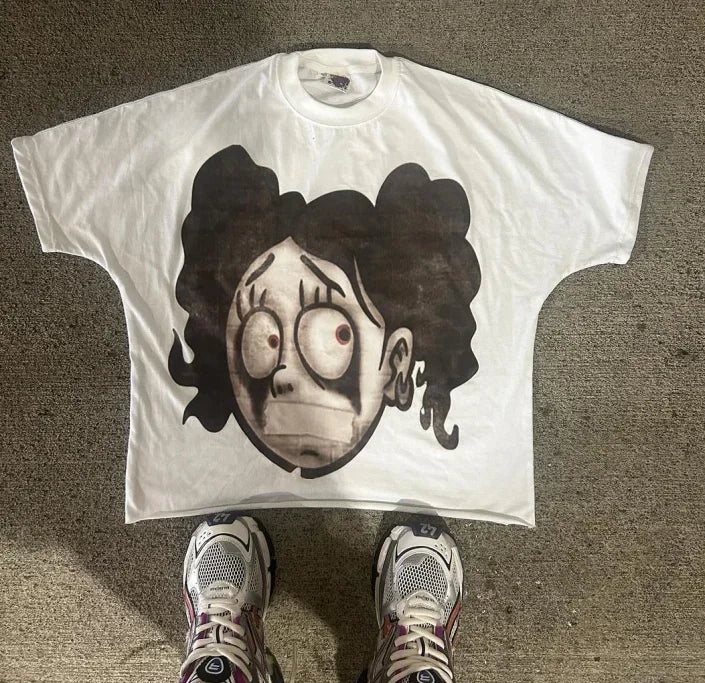 Funny Pattern Print Loose Cotton T-shirt
