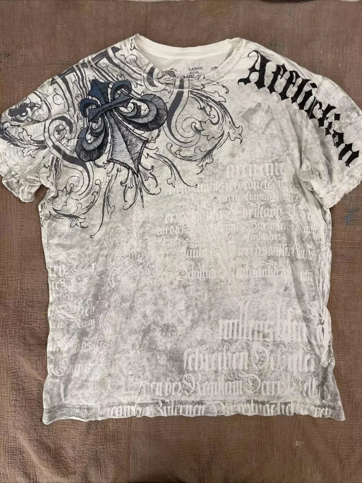 Grunge Wings Print Cotton T-shirt