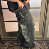 Retro Gothic High-Waist Ripped Pant
