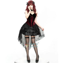 Gothic Tailcoat Suspender Midi Dress