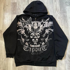 Gothic Skull Pattern Zip Hoodie