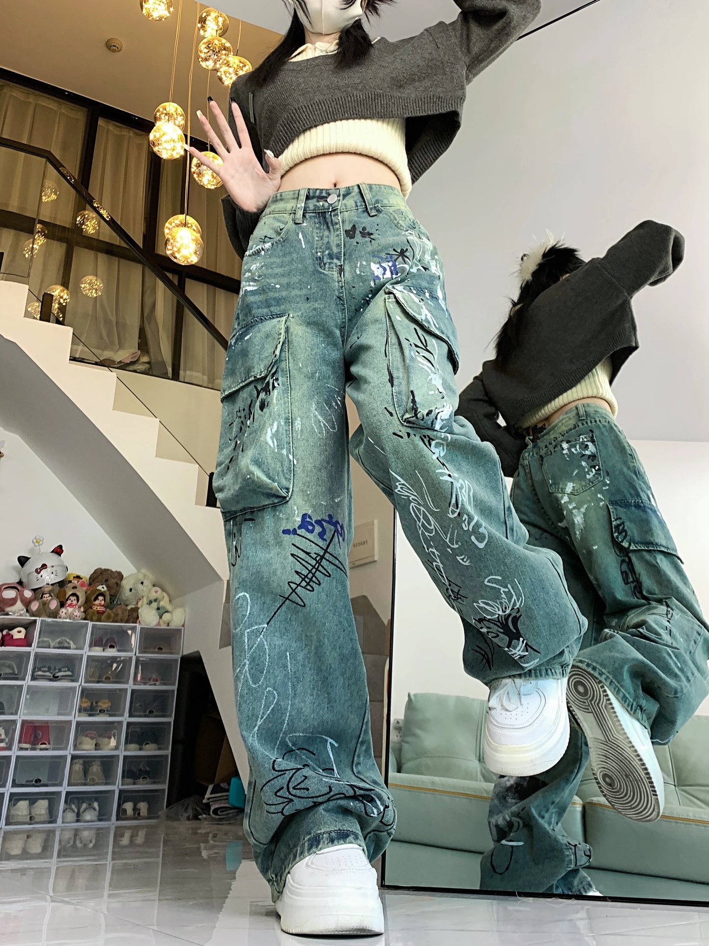 Graffiti Print Gothic Cargo Pant