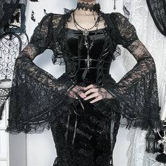 Sheer Flare Sleeve Mesh Top