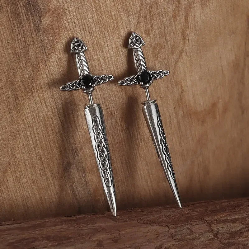 Gothic Black Skull Awl Rock Statement Earring