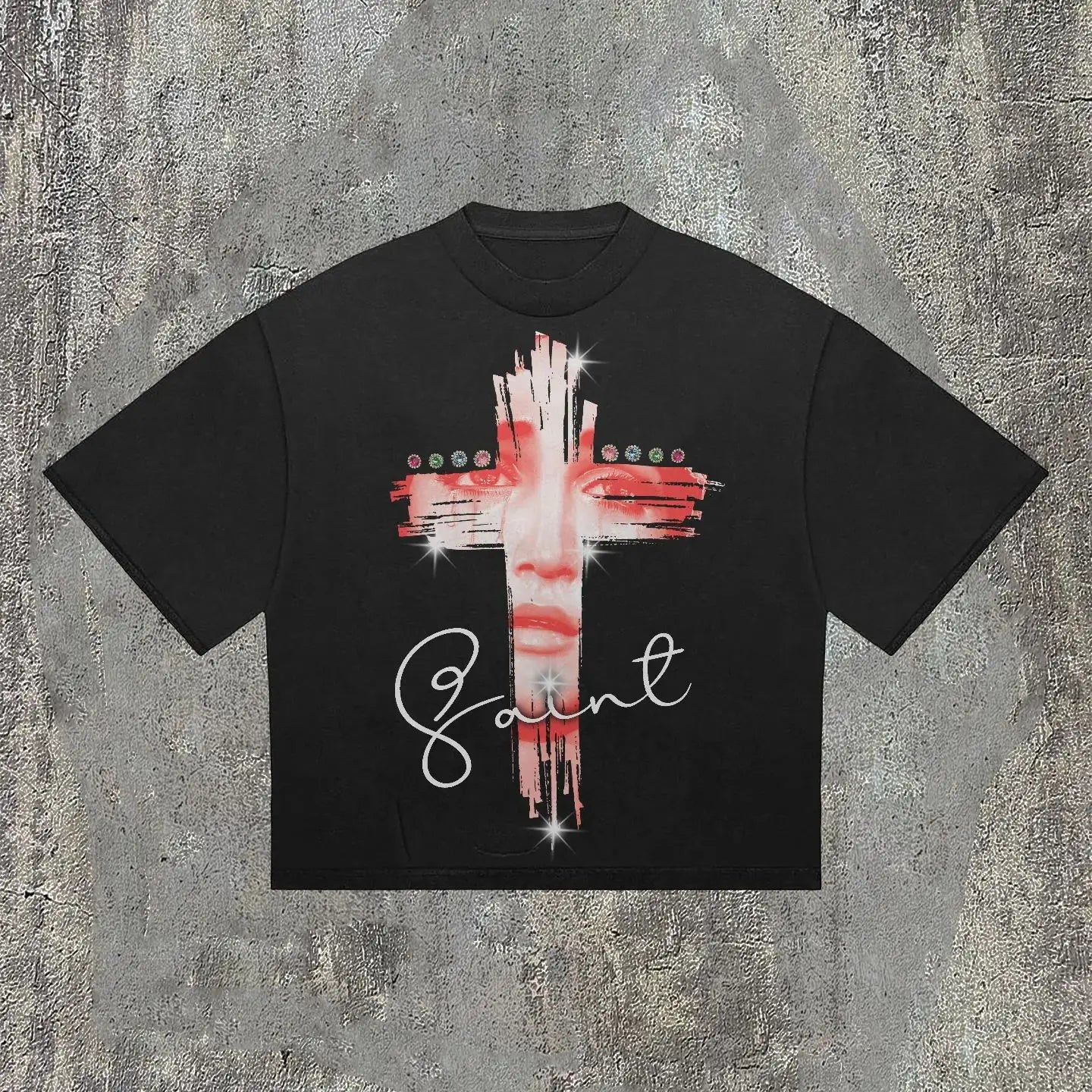 Gothic Retro Cross Pattern Cotton T-shirt