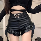 Belted Faux Leather Shorts
