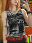 Tie Dye Eye Letter Graphic Crop Top