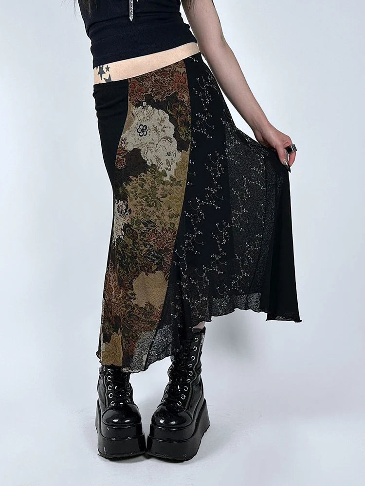 Floral Mesh Holiday Casual Skirt