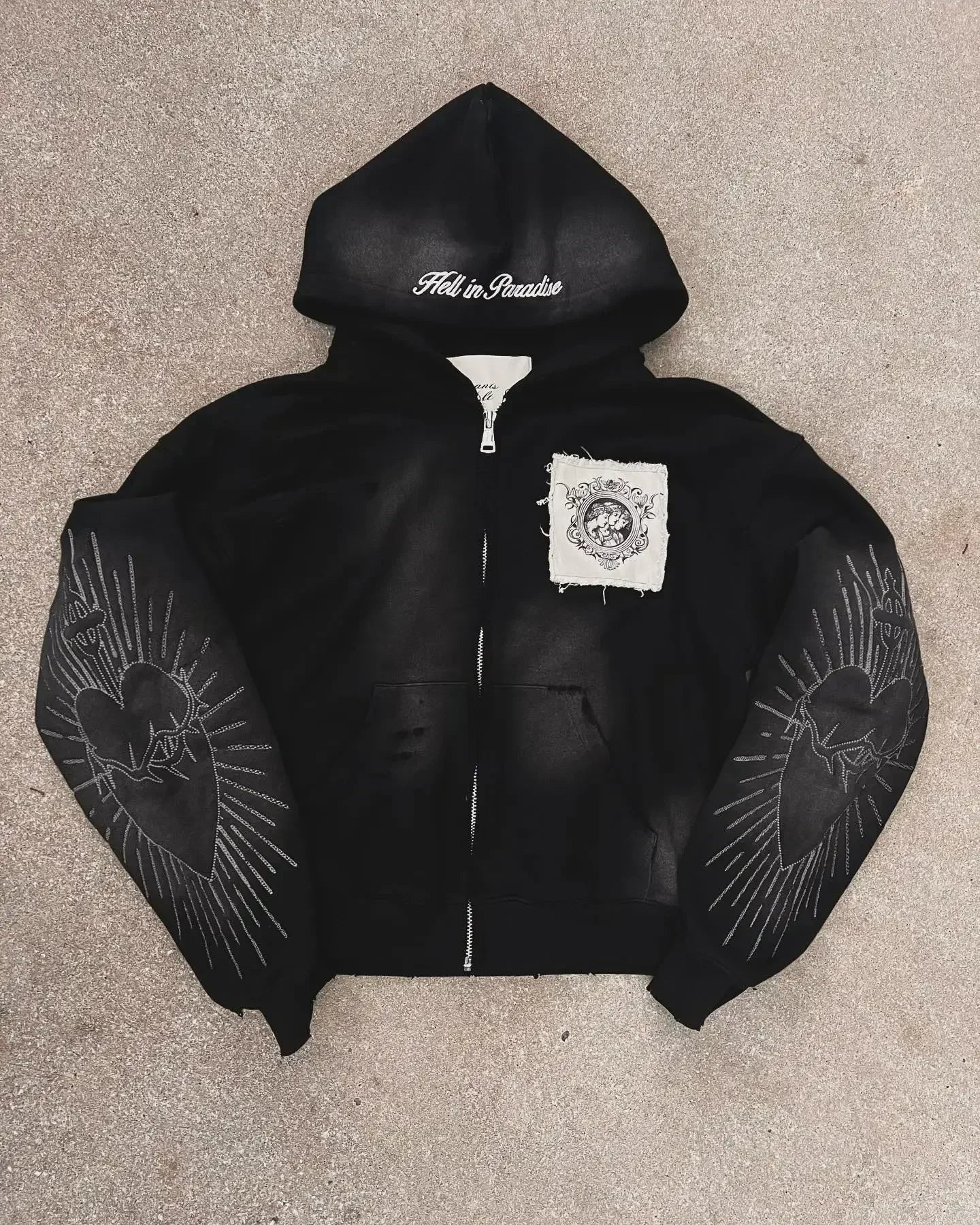 Gothic Flash Diamond Patch Hoodie