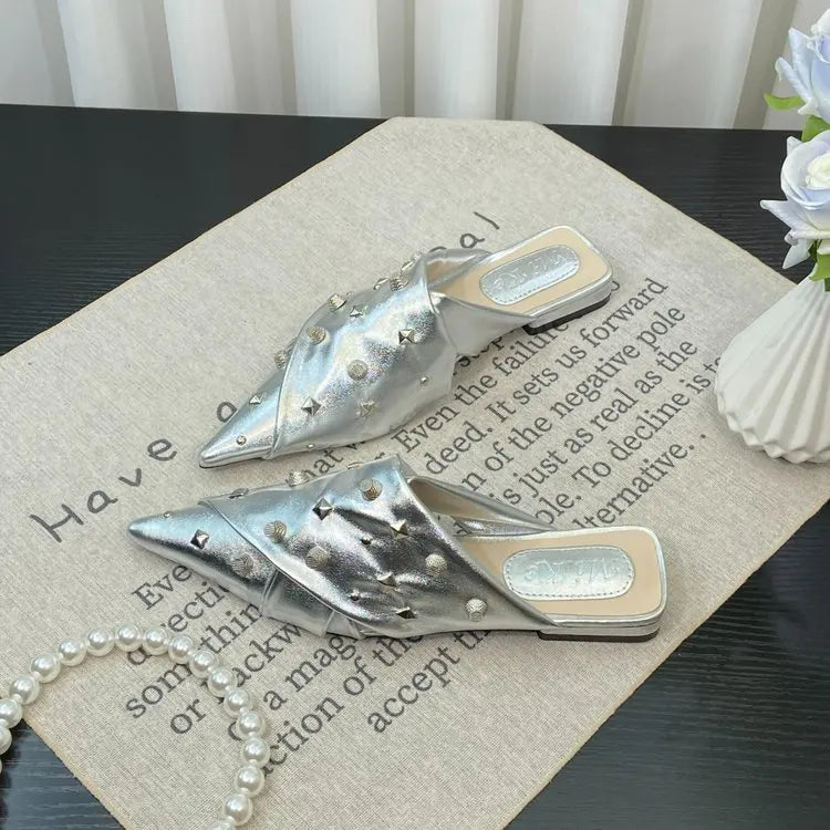 Leather Rivet Flat Gothic Sandal