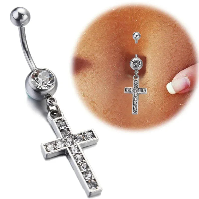 Skull Snake Dangle Gothic Belly Ring