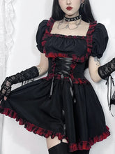 Red Plaid High Waist Bandage Corset Gothic Mini Dress