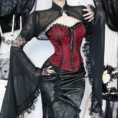 Lace Trim Backless Corset