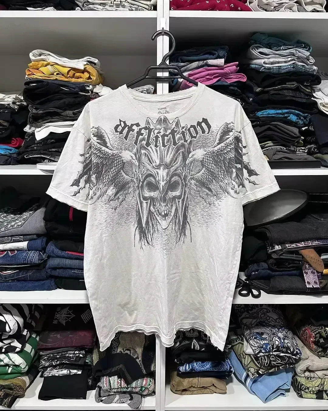Gothic Print Loose Cotton T-shirt