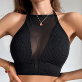 Hollow Out Mesh Corset Off Shoulder Crop Top