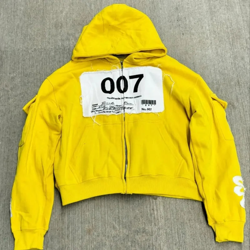 Gothic Zipper Spliced Retro Hoodie