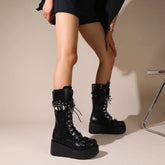 Riveted Buckle Wedges Platform Punk Gothic Boot