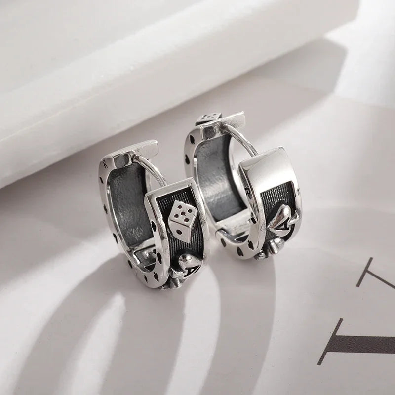 Gothic Black Skull Awl Rock Statement Earring