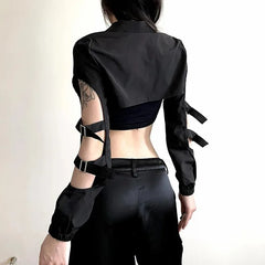 Cyberpunk Hollow Out Mesh Top