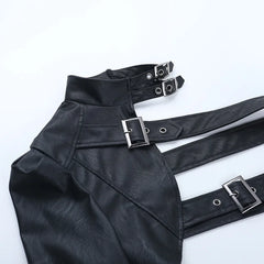 Punk One Shoulder Leather Blouse