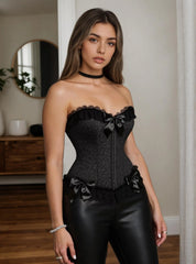 Black Floral Jacquard Bustier Corset
