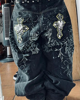 Skull Cross Print Wide Pants