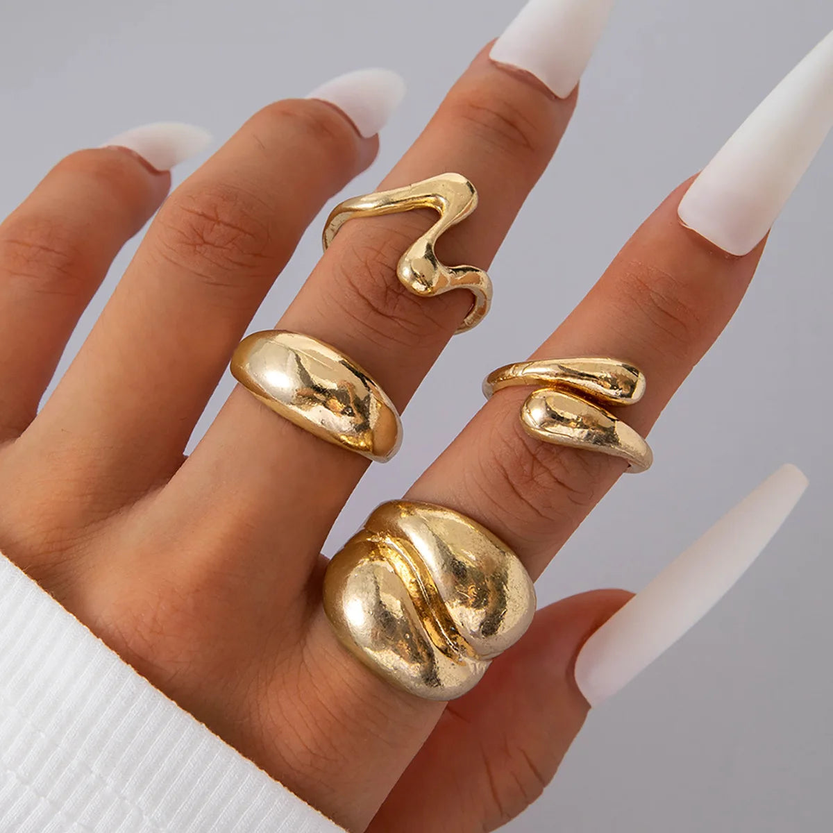 Punk Irregular Pearl Gothic Metal Ring
