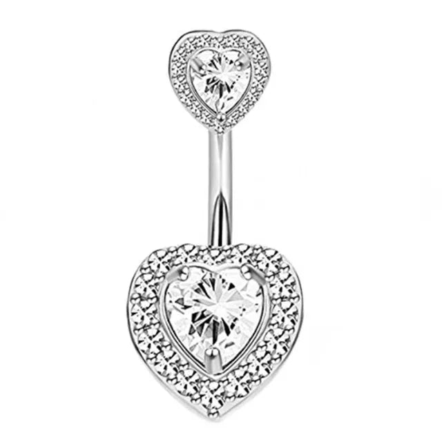 Heart Crystal Dangle Gothic Belly Ring