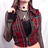 Plaid Zipper Chain Corset