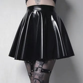 Shiny PVC Pleated Latex Mini Skirt
