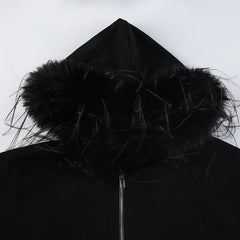 Faux Fur Collar Hooded Jacket