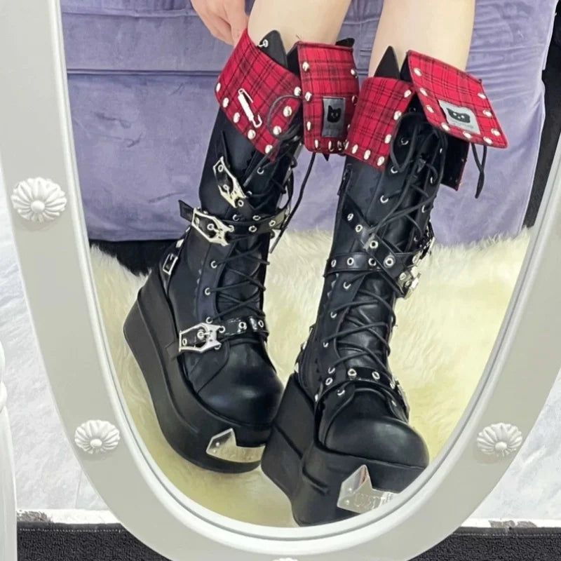 Lolita Metal Round Toe Platform Gothic Boot