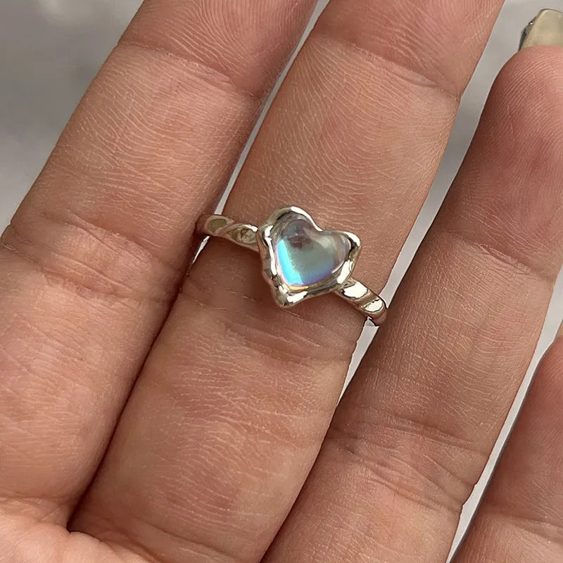 Y2K Crystal Heart Gothic Ring