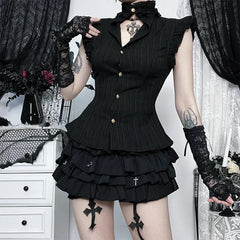 Single Breasted Sleeveless Blouse