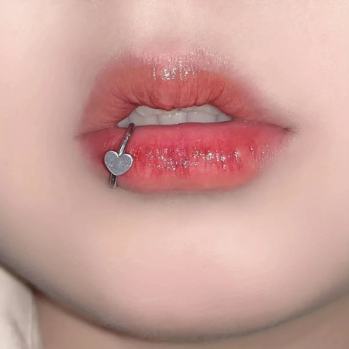 Cross Hoop Segment Stainless Steel Lip Stud