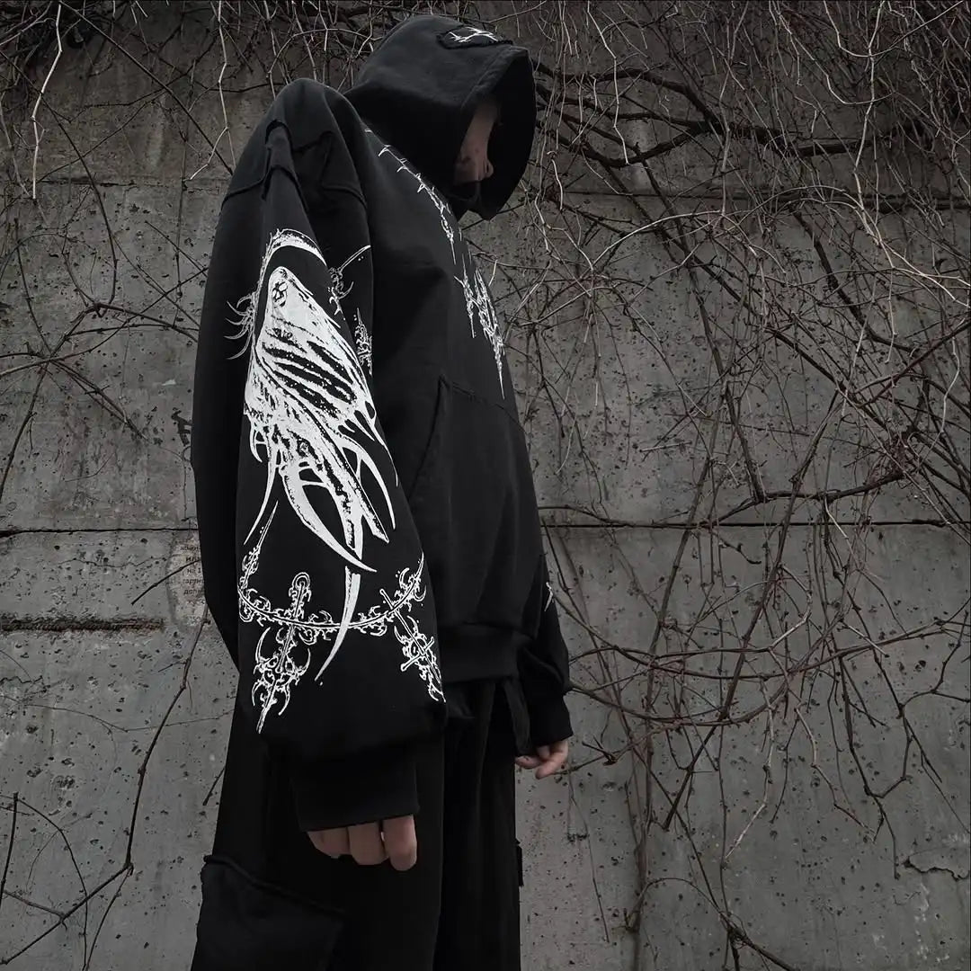 Harajuku Gothic Death Bone Hoodie
