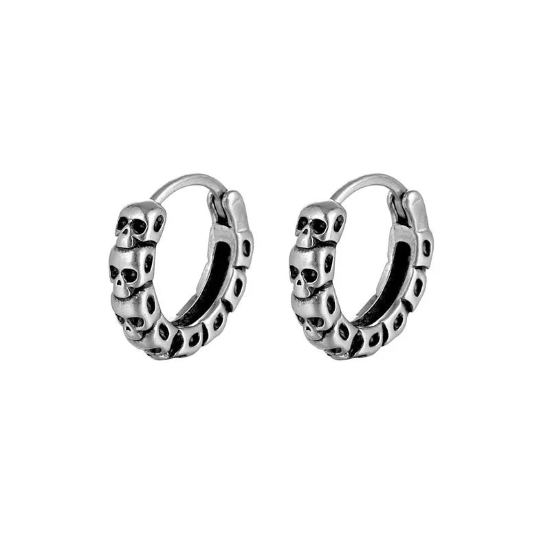 Gothic Black Skull Awl Rock Statement Earring