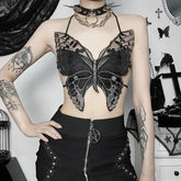 Strappy Tied Lace Butterfly Crop Top