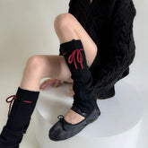 Gothic Bow Vintage Knit Wool Sock