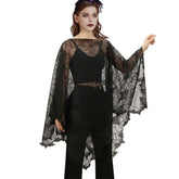 Gothic Bat Print Mesh Top