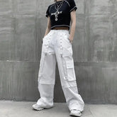 White High Waist Cargo Pants