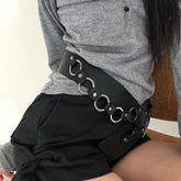 Adjustable Vintage Gothic PU Leather Y2K Punk Chain Belt