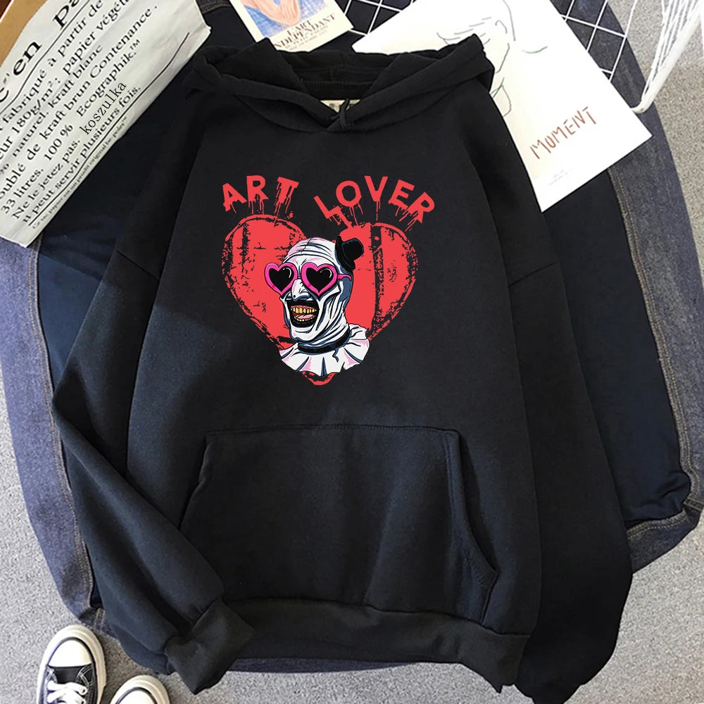 Gothic Clown Graphic Pullover Hoodie