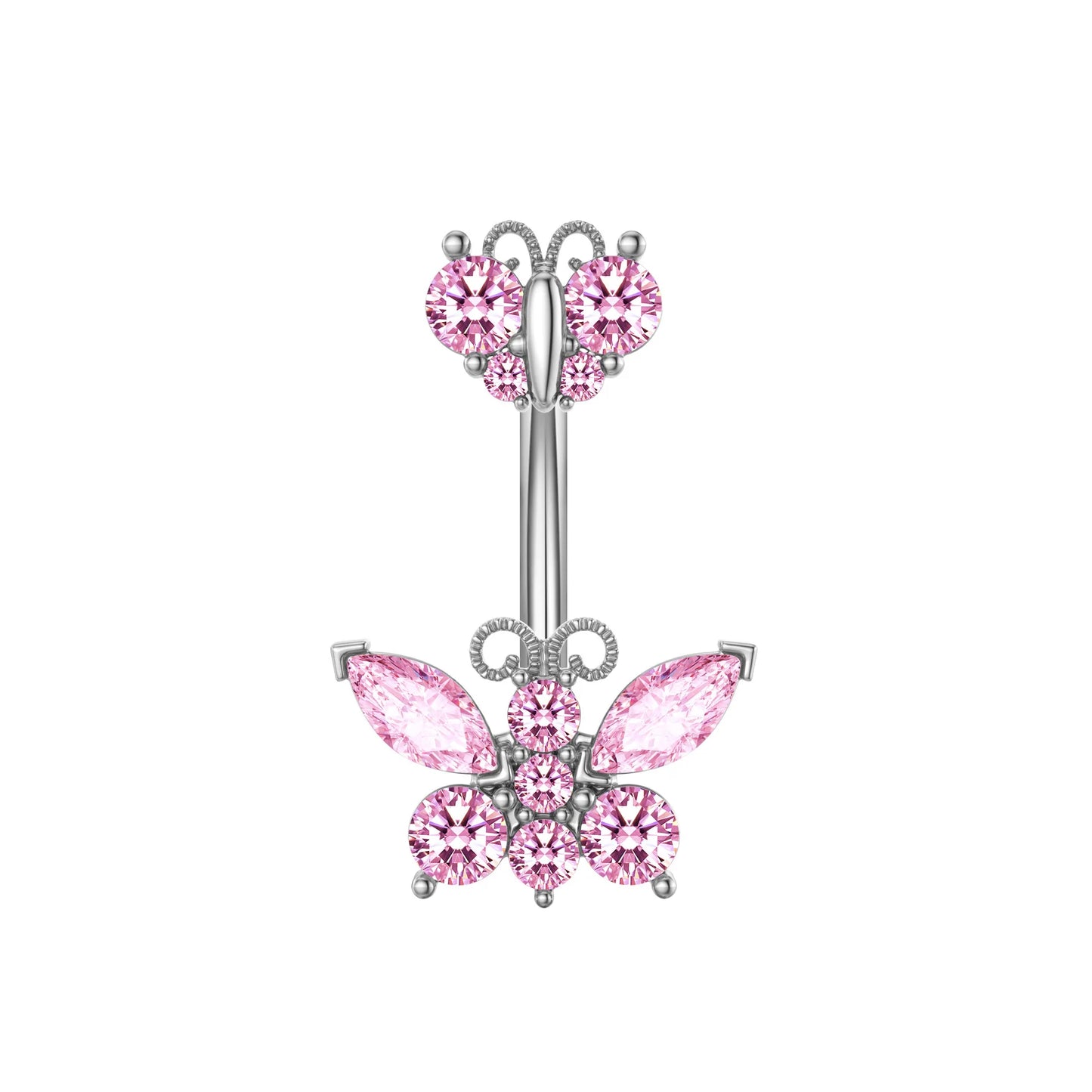Butterfly Heart Dangle Gothic Belly Ring