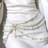 Multilayer Gothic Pearl Waist Chain Belt