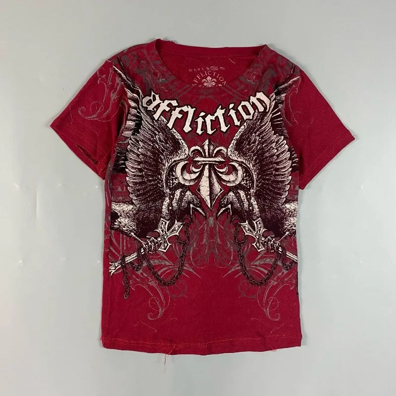 Double Eagle Chain Print Cotton T-shirt