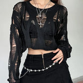 Hollow Out Knit Mesh Top