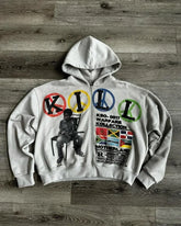 Gothic Cartoon Letter Zip Hoodie