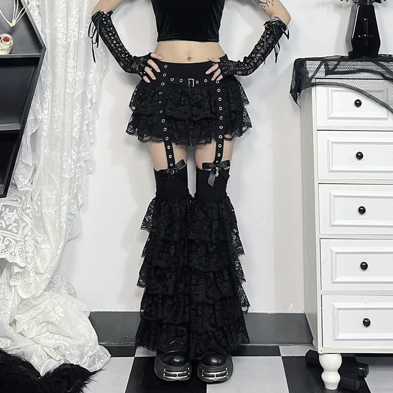 Lace Layered Eyelet Mini Skirt