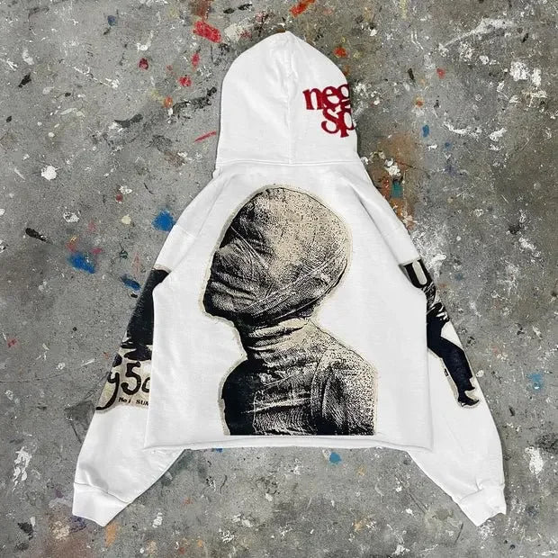 Gothic Mummy Print Oversized Hoodie